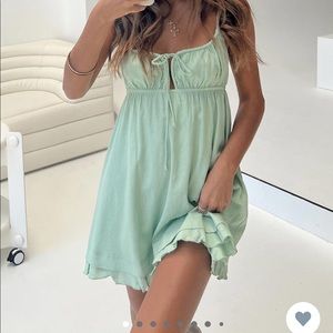Green flowy mini dress
